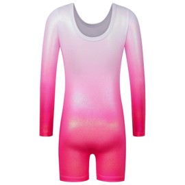 BAOHULU Leotard for Girls Gymnastics Toddler Tank Biketards Shorts Shiny Diamond Kids Dancewear B389_WhitePink_130