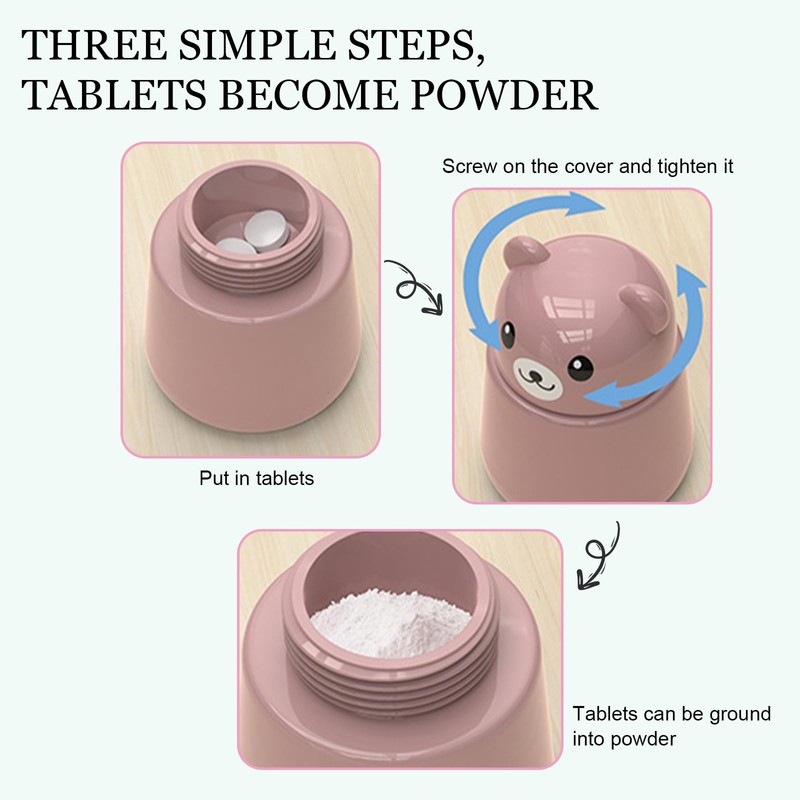 Grinding Tablets, Bear Pulveriser Pills, Rotating Tablets Crushing Mortar, Portable