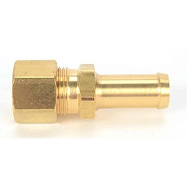JEGS Captive Nut Adapter Fitting | 3/8" Hard Line x 3/8" Hose Barb | Made In USA | Brass | Unique Integral Ferrule/Tube Nut Compression Fitting | One Per Package