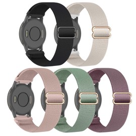 EverAct 5 Pack Stretchy Nylon Watch Bands Compatible with Garmin Venu/Venu Sq/Vivomove 3/vivoactive 5, 20mm Straps for Garmin Forerunner 645/55/245/645 Music Women Men