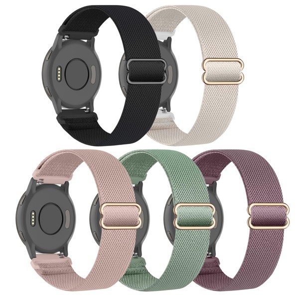 EverAct 5 Pack Stretchy Nylon Watch Bands Compatible with Garmin