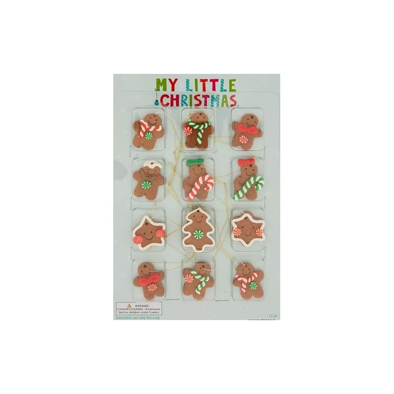 Mini Christmas Tree Ornaments for Tiny Tree (12 Gingerbread Cookie