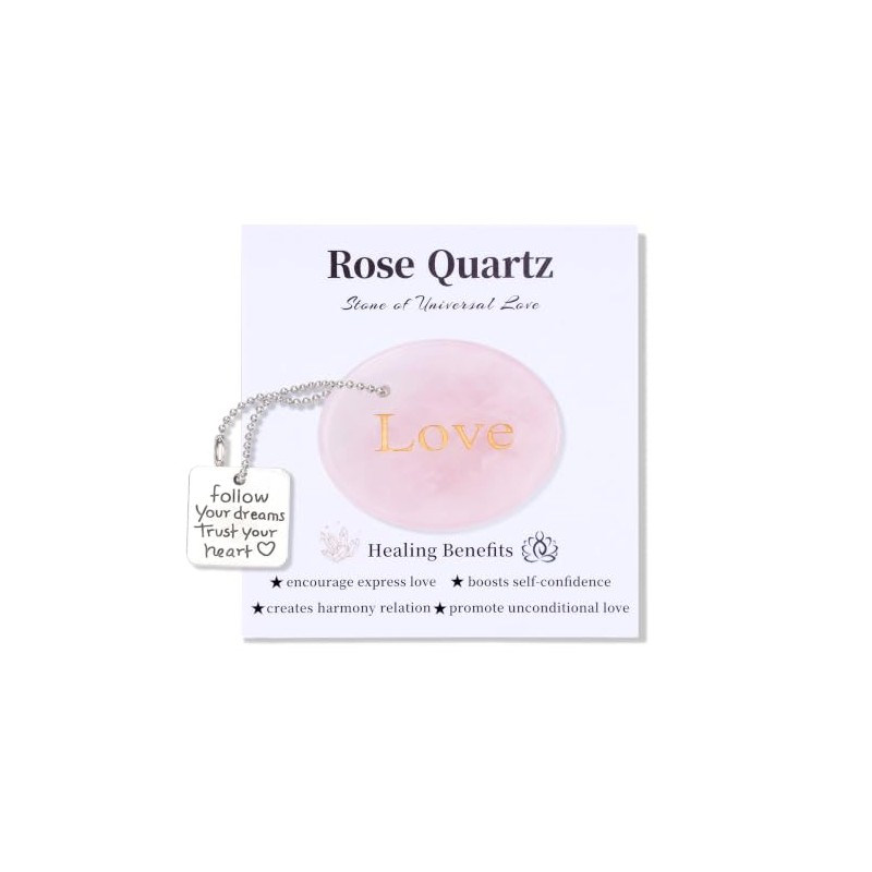 XIANNVXI Engraved Rose Quartz Worry Stone,Pocket Hug Healing Crystal