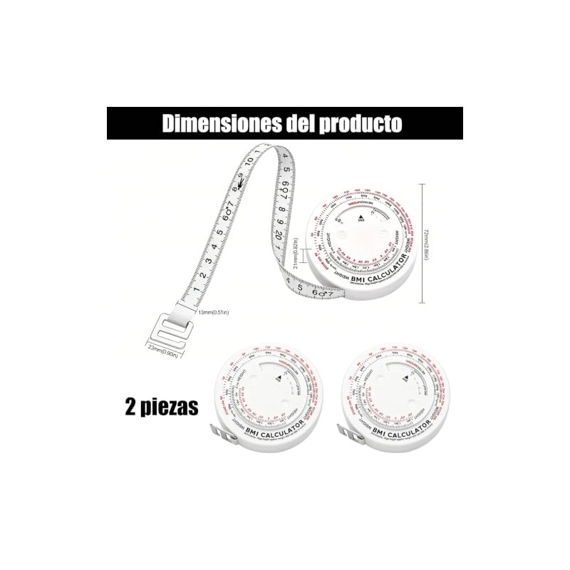 2 Piezas Cinta Metrica Corporal Cinta De Medir Corporal BMI