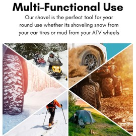 34” Folding Emergency Snow Shovel – Rugged Compact Tool for Car, Snowmobiles, or ATV – Compact Winter Survival Gear - Skiing Camping Mud Avalanche - Collapsible Multifunctional - Red