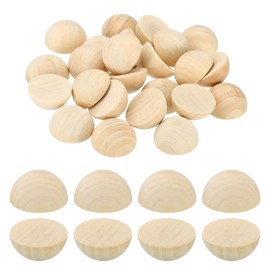 PATIKIL 30mm Half Wood Beads, 24 Pack Unfinished Natural Wooden Beads Round Split Wood Balls for Craft Art Ornaments Painting