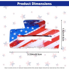 4th of July Claw Clips, 4th of July Medium Clips for Thick Hair, American Hair Clip Women, Patriotic Red White and Blue American Flag Clip