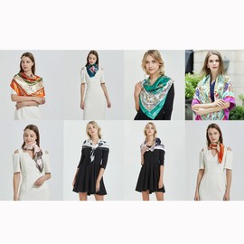 FAIRYGATE Große quadratische Seidenschal Damen für Damen Frauen Seidig wie Kopftuch Bandanas Haarschal A2315