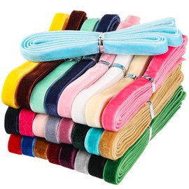 Syhood Velvet Ribbon Trim Spool Single Face Velvet Ribbon for Package Wrapping Colorful Hair Bow Clip Accessory Wedding Christmas Decoration DIY Gifts Craft(3/8 Inch X 60 Yards,Multicolor)