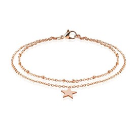 Bungsa® Charm Star Rose Gold Stainless Steel Bangle Bracelet for Women (Ladies 'Bracelet Stainless Steel Men's Bracelet Bracelet Surgical Steel)