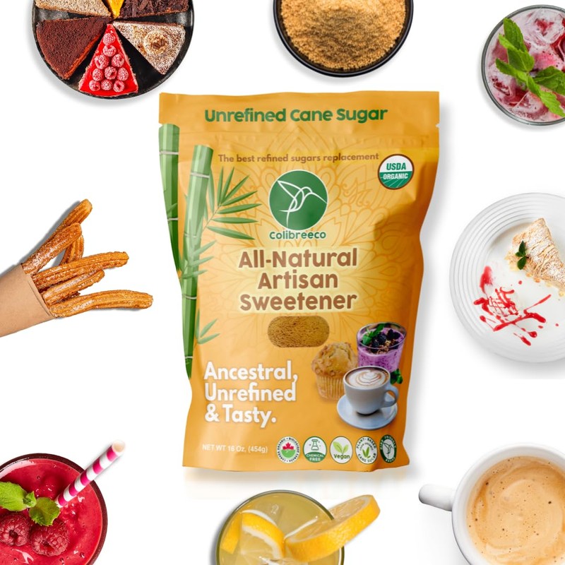 Colibreeco, Organic Unrefined Cane Sugar, 1 Pound (Pack of 2):