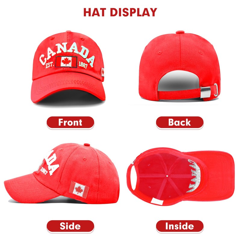 MIDTDLETOAN Canada Hat Maple Leaf Canada Baseball Cap Adjustable Golf