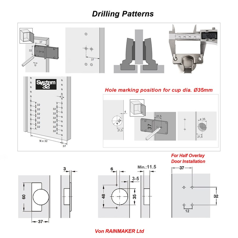 LOOTICH 110 Deg Kitchen Units Concealed Cabinet Door Mute Hinges