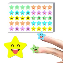 600 Pieces, 3/4 inch - Star Stickers for Kids Reward, Happy Smiling Faces - 10 Designs