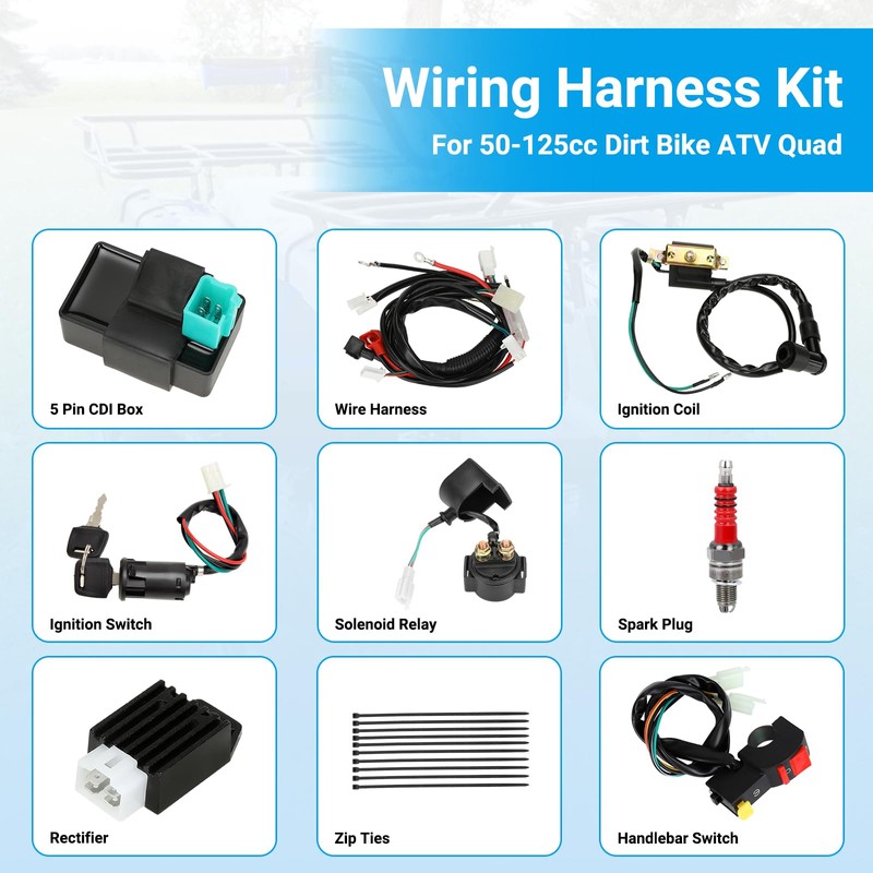 EOPOAYI Pit Bike Wiring Harness Electric Start Compatible with 50cc