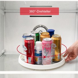 Bedeco Spice Rack, Fridge Turntable, Pack of 2 Kitchen Organiser, Rotating Disc, Spice Carousel Can Rack, Round Tray for Refrigerator, Kitchen Cabinet, Worktop Cabinet (25 cm & 30 cm)