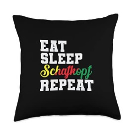 Schafkopf cards game deck of cards spades Clubs Eat Sleep Sheepshead Repeat Card Game Throw Pillow, 18x18, Multicolor
