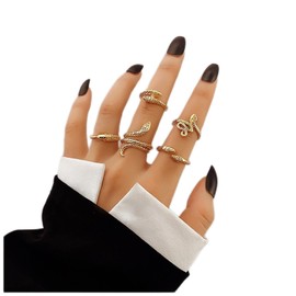 Inateannal Punk Snake Knuckle Rings Sets Snake Finger Ring Gold Serpent Stackable Joint Rings Animal Snake Open Ring Vintage Midi Rings Jewelry for Women and Girls