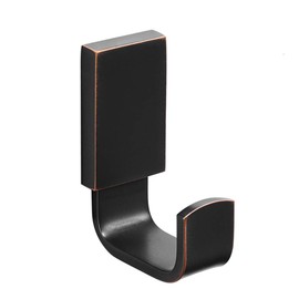 BESy Brass Clothes Hook Single Towel Hook for Bathroom Kitchen Garage Square Style Robe Hooks Coat and Hat Hook, Self Adhesive or Wall Mounted with Screws, Oil Rubbed Bronze