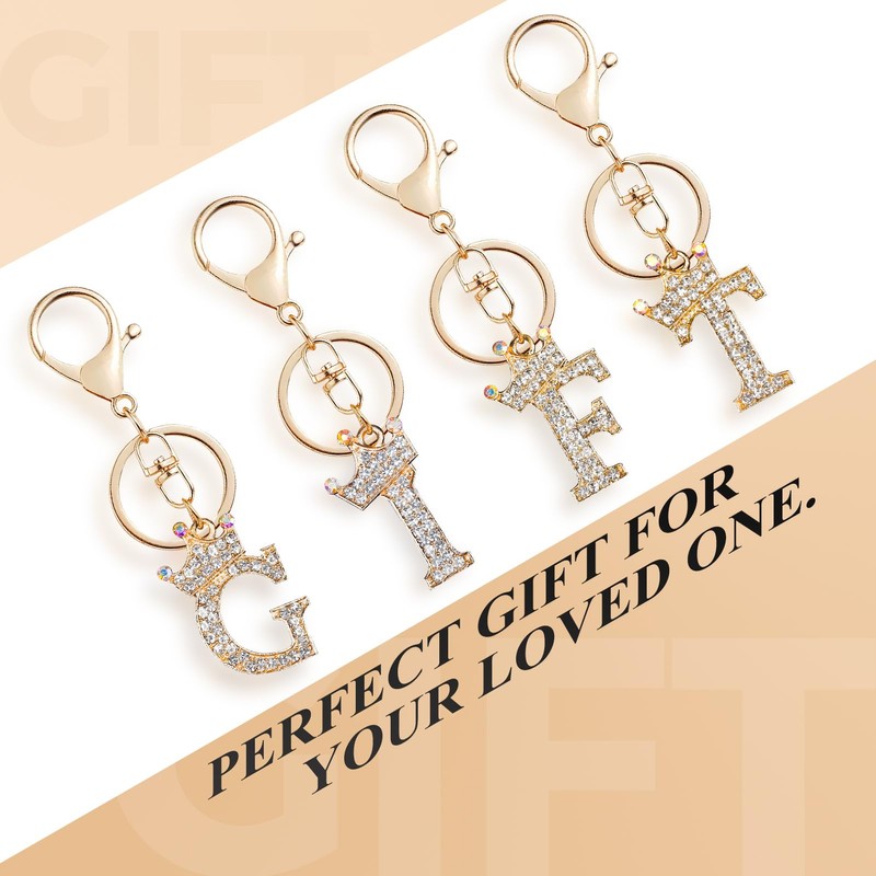 Fmeida Rhinestone Alphabet Keychain Initial Letter Keychains for Women Shining
