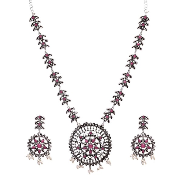 Efulgenz Oxidized Indian Jewelry Necklace Sets Oxidized Choker Necklace Earrings