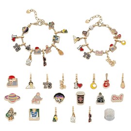 Music Lover Christmas Advent Calendar for Girls2024, 24 Days Christmas Vacation Countdown Ornaments Hanging Pendant Charm Beads 2 Bracelets Making Kit Gift for Women (Red)