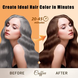 Hair Dye Shampoo 3 in 1, Long-Lasting Hair Color Shampoo with Herbal Ingredients, Instant Magic Hair Dye, Easy Application Shampoo Para Canas for Women Men 16.9 Fl Oz (Coffee)