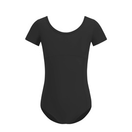 ZYXWVU Ballet Leotard Girls Short Sleeve and Crew Neck Ballet Body Dance Bodysuit for Children, black