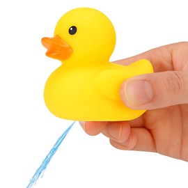 Water Shooting Bath Ducks For Kids, 10 Pack Mini Rubber Ducks, Water Squirting Baby Bath Toys, Pool, Car Dashboard & Baby Shower Decorations, Little Duck Toder Toys