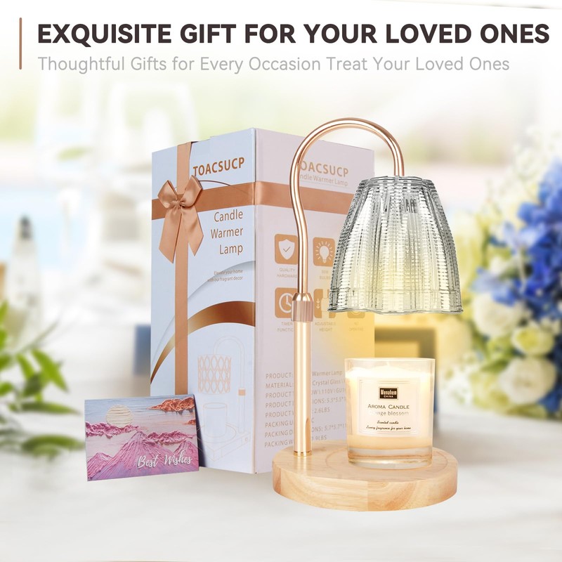 TOACSUCP Candle Warmer Lamp with 3 Bulbs, Adjustable Height Dimmable
