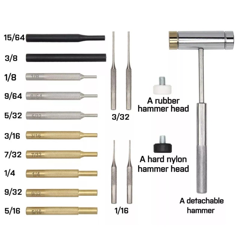 Hammer Wiregear Punch Set and Punch Set Hammer with Detachable