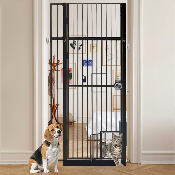 71" Extra Tall Pet Gate with Cat Door, 29-37.5" Extra