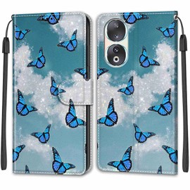 TOMYOU Honor 90 5G Case, PU Leather Wallet Book Flip Folio Stand View Cover Pouch - Blue