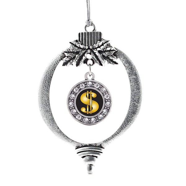 Inspired Silver - Dollar Sign Silver Christmas Ornament - Circle