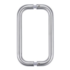 Ranbo C-Shaped 8" Tubular Back-to-Back Frameless Glass Shower Door Push Pull Handle, Fits 6-12mm(1/4"-1/2") Glass Doors,8" Mounting Hole Distance,for Shower,barn Door,Brushed Nickel