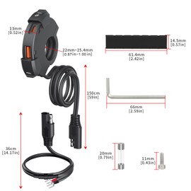 Thlevel Motorcycle USB Charger 12 V USB C Socket Charging Socket 48 W