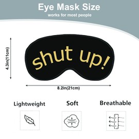 NOHSHE Shut Up Sleep Mask Eye Mask Slogan Black Golden Yellow Sleep Mask Light Blocking Adjustable Smooth Soft Eye Masks for Women Deep Rest Travel
