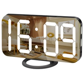 WulaWindy Digital Alarm Clock, Large LED Display, with USB Charger, Snooze Function Dim Mode Wall Hanging Beside Desk Clock for Bedroom Black Room Decor