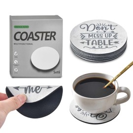 Coasters for Drinks, Absorbent Coaster Sets of 6, Tabletop Protection Suitable for Kinds of Cups Non-Slip Faux Leather Cup Coasters, 4 Inches, C3