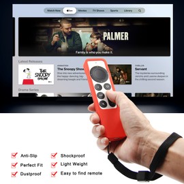 [2 Pack] Pinowu Remote Cover Case Compatible with 2021 Apple TV Siri Remote (2nd Generation) - Lanyard Included, Anti Slip, Shock Absorption Cover Skin (Sky Blue and Red)