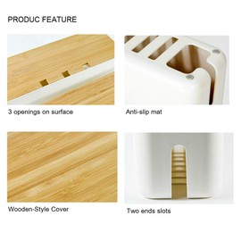 Cable Management Box| Power stripe Organizer|Cord Organizer Box| Hide and Conceal Power Strips and Electrical Cords from TVs, Computers, and Desks| Keep Pets Safe (White Large)