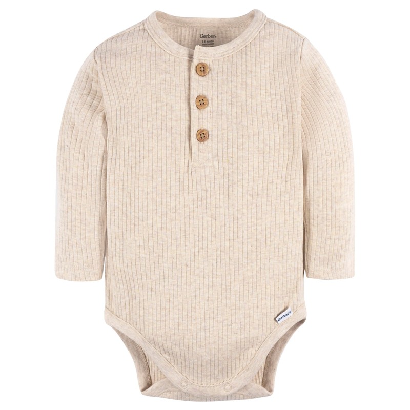 Gerber Baby Boys' 2-Pack Bodysuits, Rust Oatmeal Heather, 3-6 Months