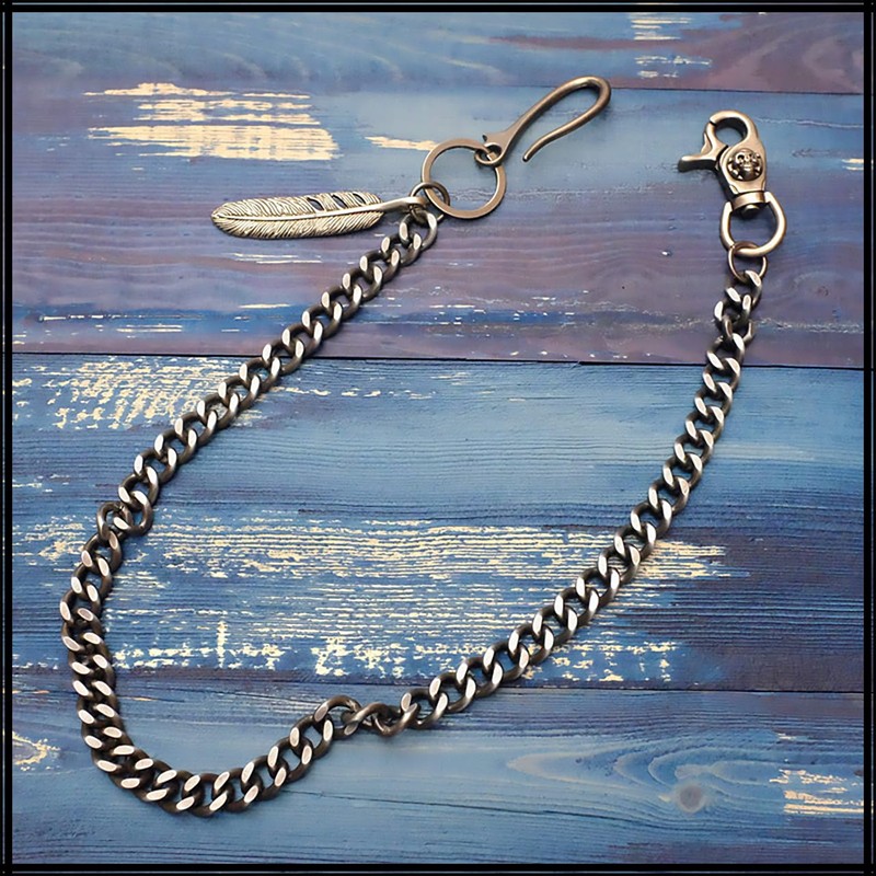 White Fang AZ177 Men's Retro Antique Feather Wallet Chain Fall