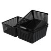Waikhomes Plastic Storage Baskets for Organizing, Pack of 4 (Black)