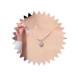 Allereya Boho Cz Star Pendent Necklace Pink Crystal Star Necklace Silver Celestial Star Chain Necklace Rhinestone Star Choker Necklace Snake Chain Necklace Jewelry for Women