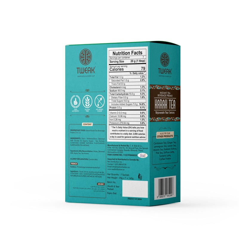 Tweak Instant Karak Tea Premix, 7 sachets, Premium Quality, Karak