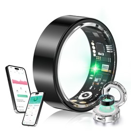 XSWCCJJ New Upgraded Smart Ring【JZ5.0 Chip & 0 Measurement Error】 IP68 Waterproof | Smart Ring Women & Men For Sports Time, Distance, Calories Waterproof Compatible Blcak 8#