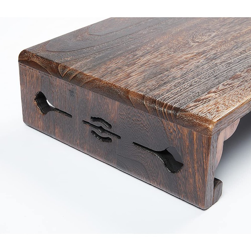 SINOBEST Low Wood Stool, Rectangular Bed Step Stool, Large Surface