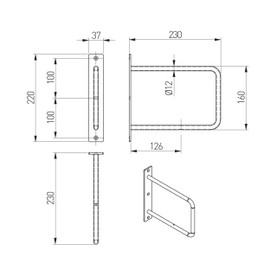 GTV PP-BELT-20M Shelf Brackets 22 x 23 cm I Matte Black I Retro Industrial Metal Wall Support I Shelf Holder for Wall Shelf I