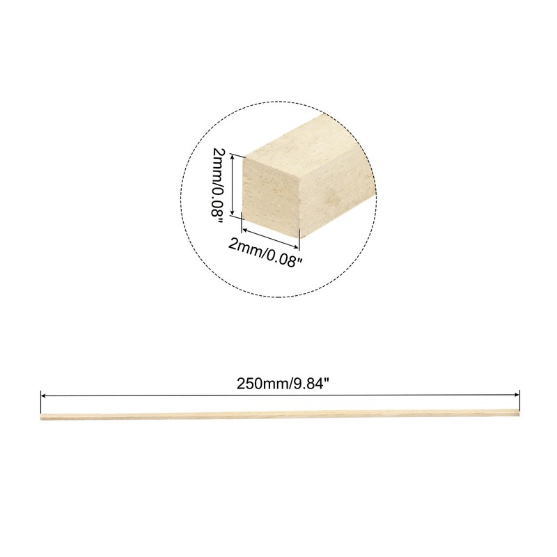 sourcing map Square Wooden Sticks, 10" x5/64 x5/64 Dowel Rod